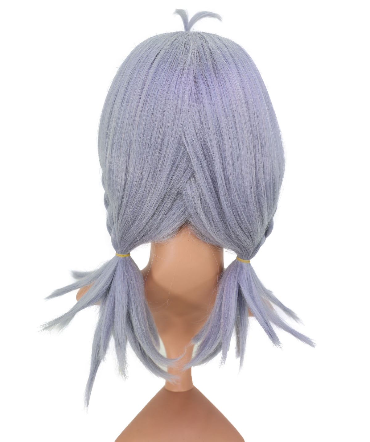 Wigs2you C-239 男性用コスプレウィッグ（20インチ・アッシュグレー）― レイヤー入り・三つ編み付きアニメ風ヘア ― 耐熱仕様・スタンダードキャップ