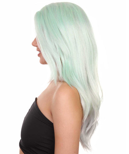 プレミアムハロウィンパーティーレディ H-5413 ロングレングス ハロウィン メイクアップアーティストインフルエンサーウィッグ ライトブルー