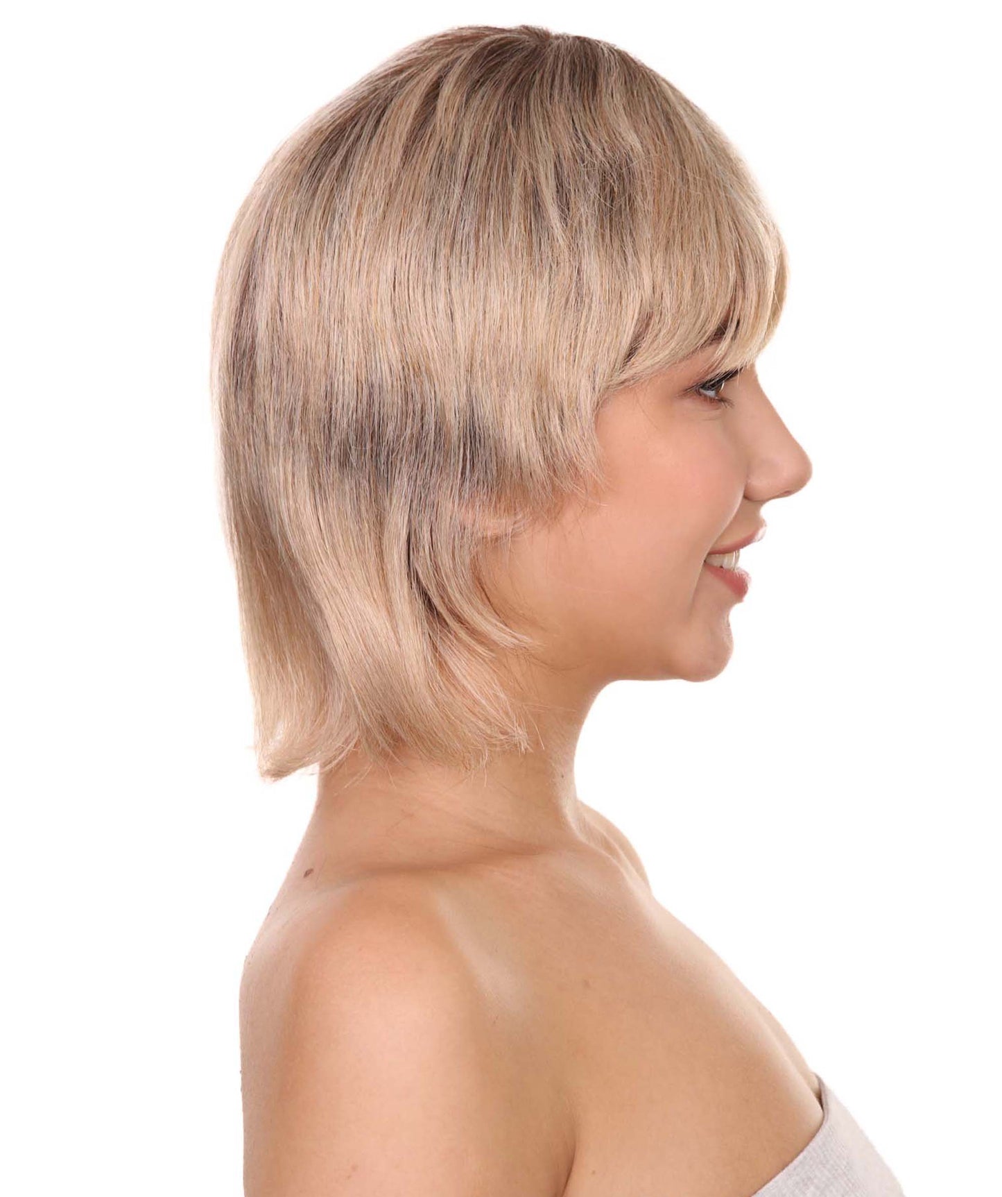 プレミアムハロウィンパーティーレディ H-5475 ミディアムレングス ブラウン セレブリティシンガーマレットウィッグ ブラウン