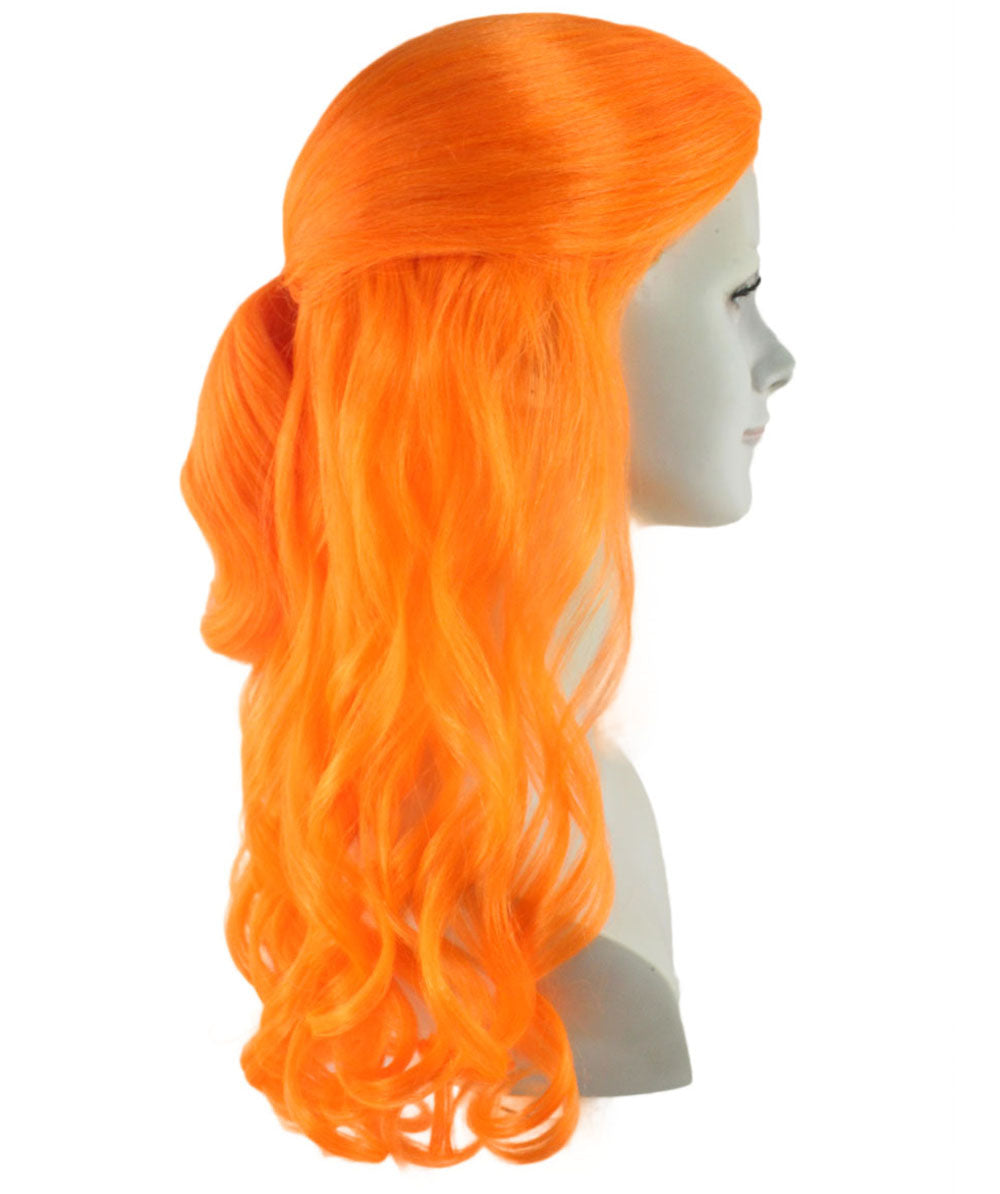 ハロウィンパーティー プレミアム 女性用 H-2941 オレンジ ロング ウェーブ ウィッグ
