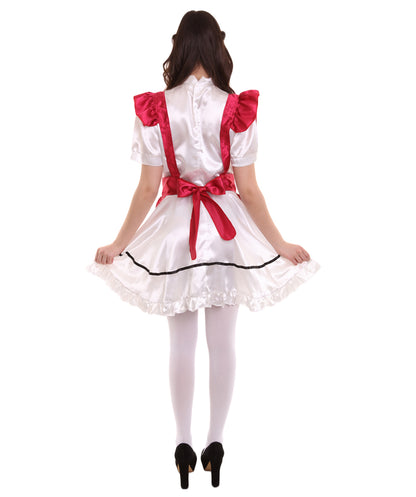 女性用 JCO-326_17 アニメ コスプレ フレンチメイド ファンシー ドレス ダークレッド コスプレ コスチューム