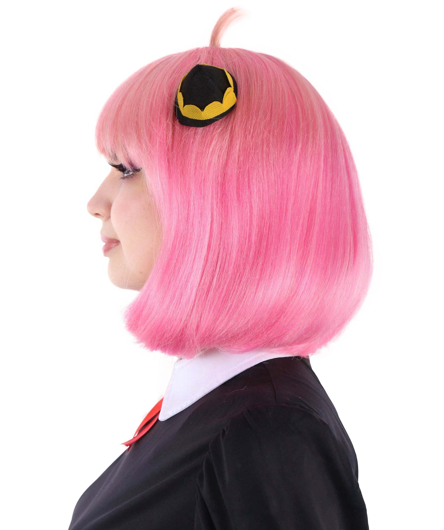 大人向け女性用 H-5805 日本のアニメシリーズ ショート＆ピンク ストレート ボブ ウィッグ ハロウィンに最適 難燃性合成ファイバー