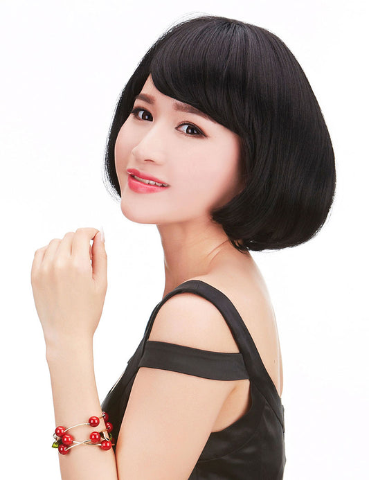 女性用 キュートなきのこ型ショートボブ 学生やオフィスレディに大人気 耐熱素材