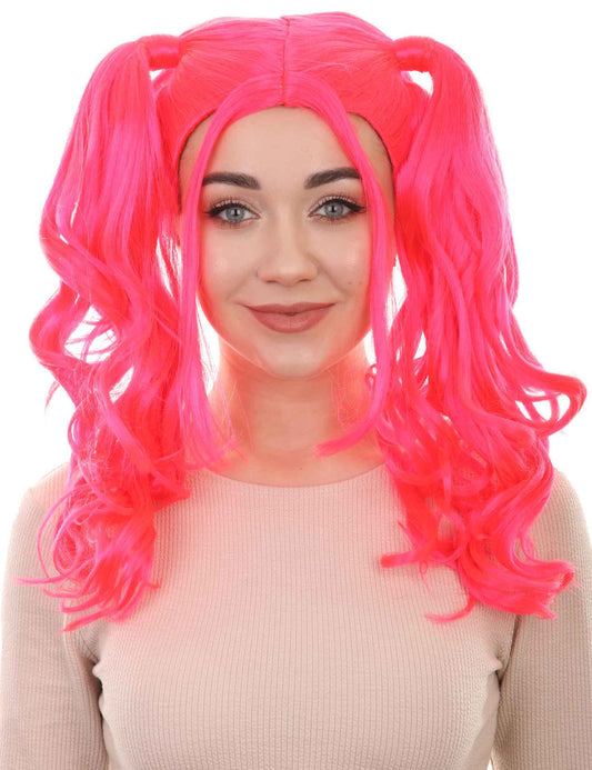 Wigs2you ハロウィンパーティー プレミアム レディース H-756 ドリー ピグテール ウィッグ ネオンピンク色