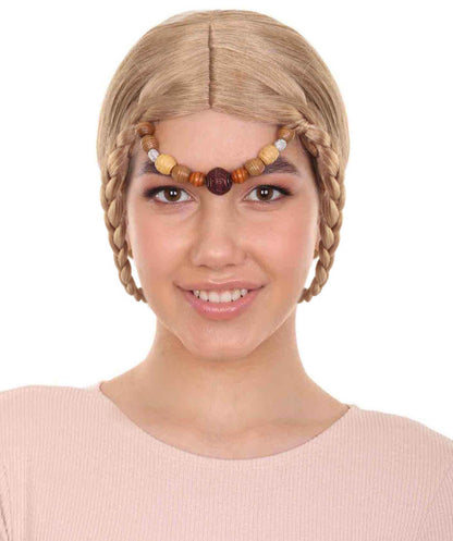 中世ルネッサンスエレガントプリンセス編み込みブロンドウィッグ H-3823 エレガントプリンセス編み込みブロンドウィッグ プレミアム 通気性の良い キャップレスキャップ