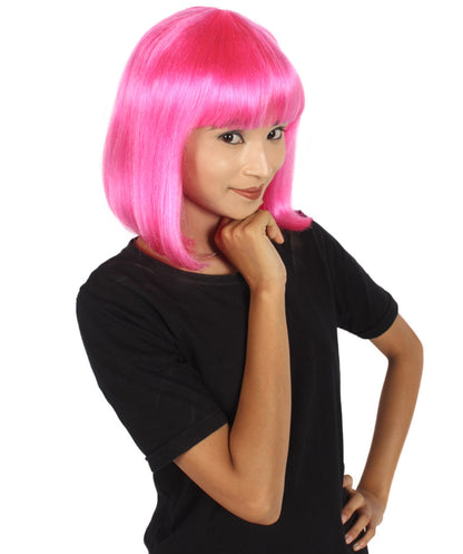 ピンク ボブ 女性用ウィッグ H-3579 パーティー準備済み ファンシーコスプレハロウィンウィッグ プレミアム 通気性の良い キャップレスキャップ