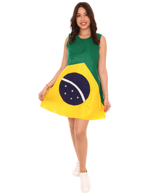 ブラジル国旗 トロールのドレス スポーツコスチューム 愛国コスプレ 大人女性用 JCO-184 コスチューム