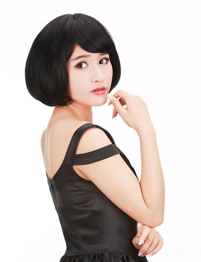 女性用 キュートなきのこ型ショートボブ 学生やオフィスレディに大人気 耐熱素材