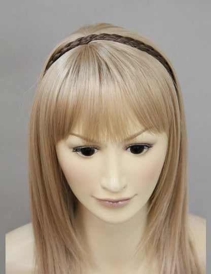 女性 W-8224C のおしゃれなアッシュブラウン 可愛いコンビネーション三つ編みヘッドバンド ハートデコレーションヘアアクセサリー 合成繊維