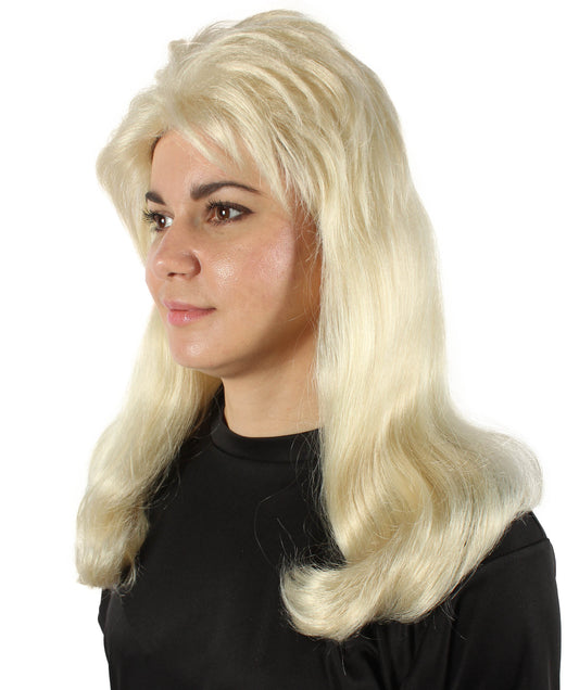 ハロウィンパーティプレミアムレディース H-5748 ヴィンテージカーリー60年代ヘアスタイルブロンド前髪付きウィッグ