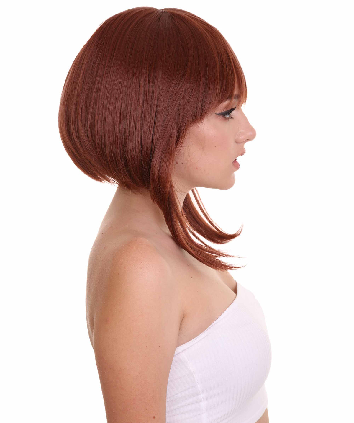 Wigs2you C-218コスプレウィッグ レディース ブラウン ボブ ミディアム 14インチ ストレート フルウィッグ キャップレス 耐熱 合成繊維 自然 ハロウィン 仮装 イベント