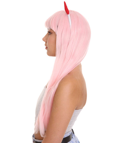 Wigs2you C-225 ダーリン・イン・ザ・フランキス ゼロツー ウィッグ レディース ピンク コスプレウィッグ デビルホーン ショート アニメ フルウィッグ ハロウィン 仮装
