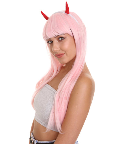 Wigs2you C-225 ダーリン・イン・ザ・フランキス ゼロツー ウィッグ レディース ピンク コスプレウィッグ デビルホーン ショート アニメ フルウィッグ ハロウィン 仮装