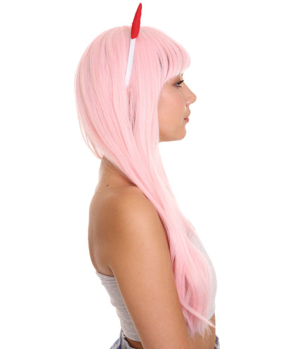 Wigs2you C-225 ダーリン・イン・ザ・フランキス ゼロツー ウィッグ レディース ピンク コスプレウィッグ デビルホーン ショート アニメ フルウィッグ ハロウィン 仮装