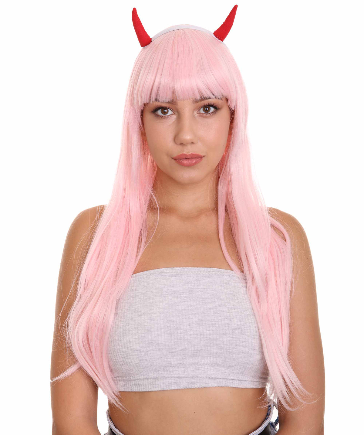 Wigs2you C-225 ダーリン・イン・ザ・フランキス ゼロツー ウィッグ レディース ピンク コスプレウィッグ デビルホーン ショート アニメ フルウィッグ ハロウィン 仮装