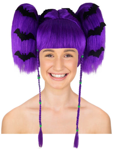Wigs2you ハロウィンパーティー プレミアム レディース H-712 バットエンジェル ウィッグ ネオンパープル色