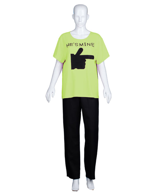 大人向け女性用 JCO-168_8 バレンタインデー ライム マッチング カップル "He's Mine" Tシャツ コスプレ コスチュームコレクション
