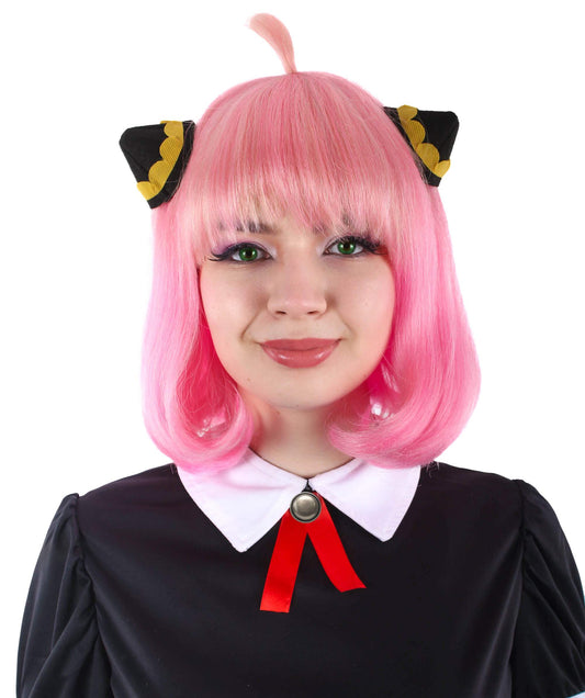 大人向け女性用 H-5805 日本のアニメシリーズ ショート＆ピンク ストレート ボブ ウィッグ ハロウィンに最適 難燃性合成ファイバー