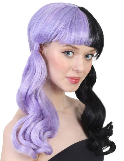 Wigs2you ハロウィン パーティー プレミアム レディース H-1444 簡単に着用でき 快適なフィット感の独占コスプレウィッグ メラニー パープルとブラックの波状スタイル