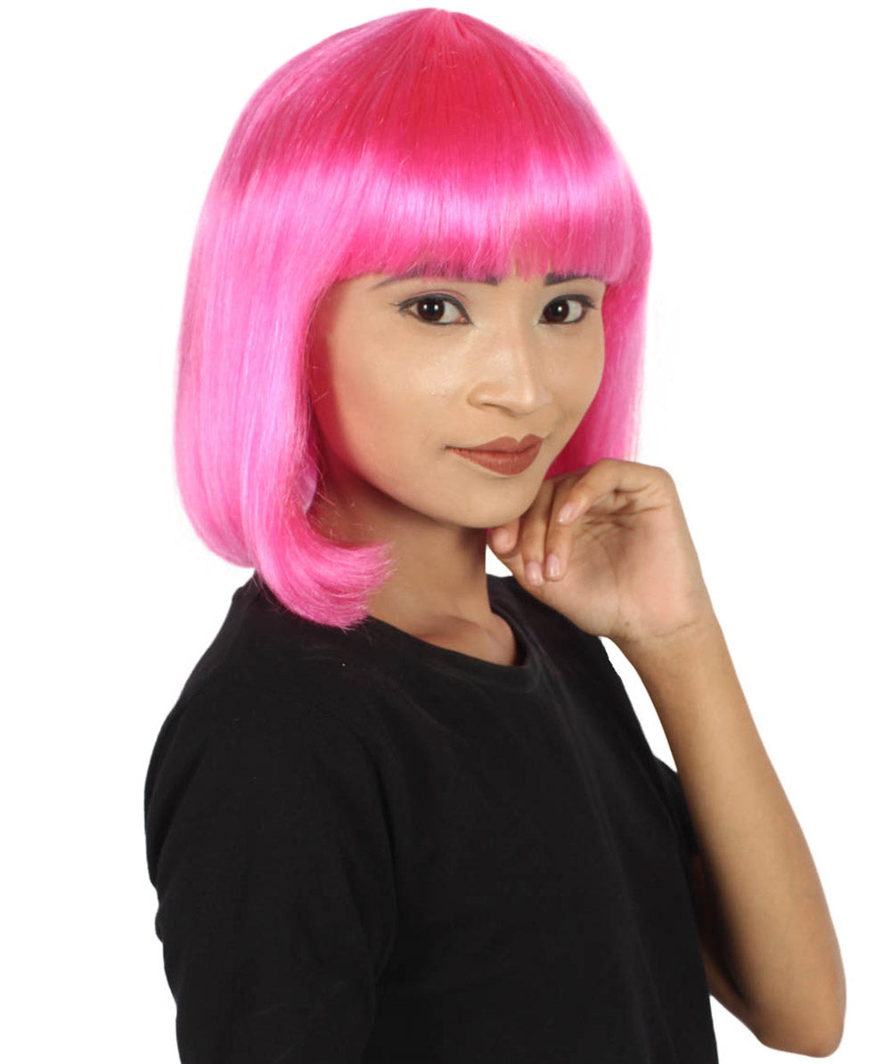 ピンク ボブ 女性用ウィッグ H-3579 パーティー準備済み ファンシーコスプレハロウィンウィッグ プレミアム 通気性の良い キャップレスキャップ