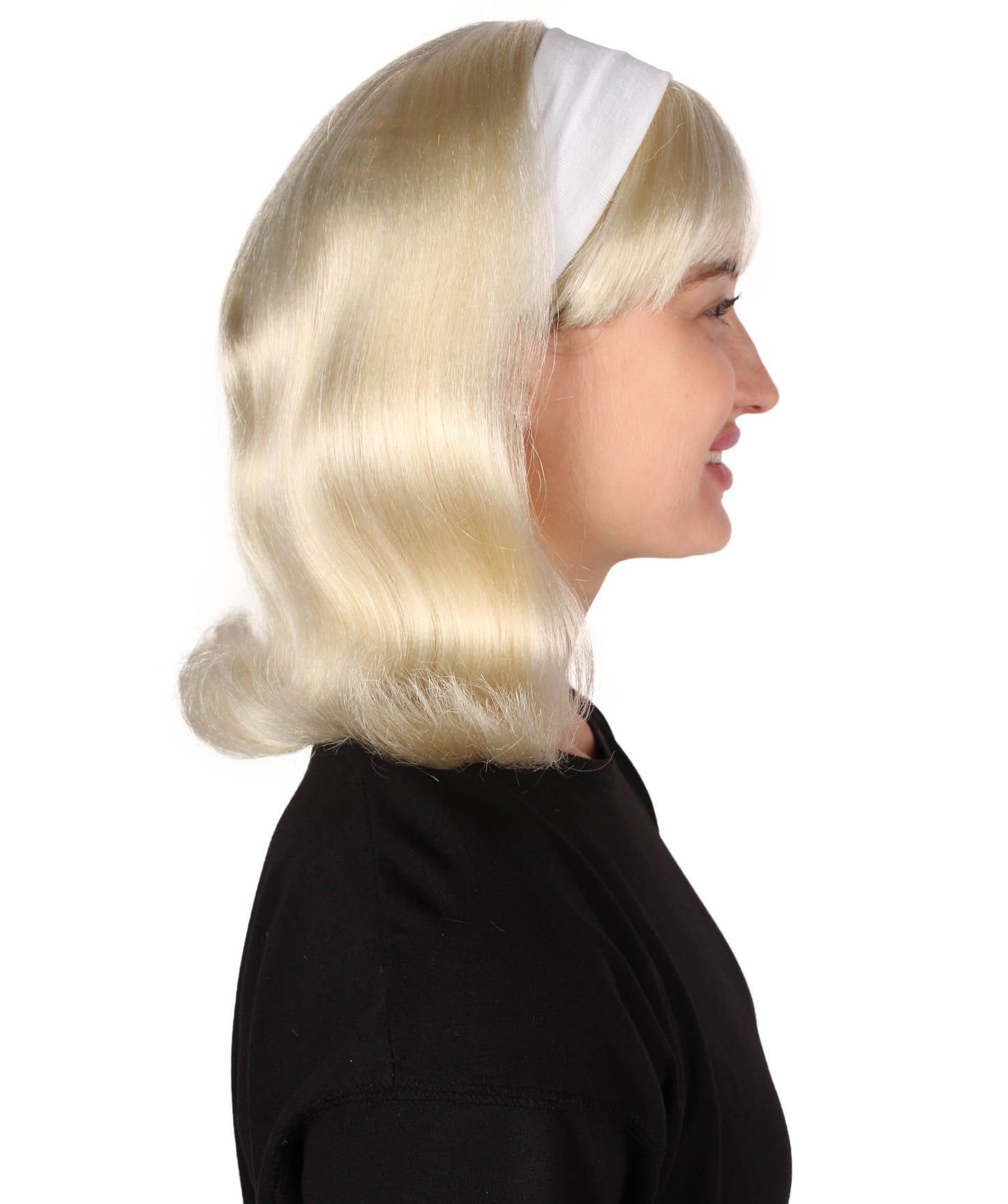女性用 ブロンド ストレート ショルダーレングス 50's フリップ ウィッグ H-5347 プレミアムハロウィンウィッグ