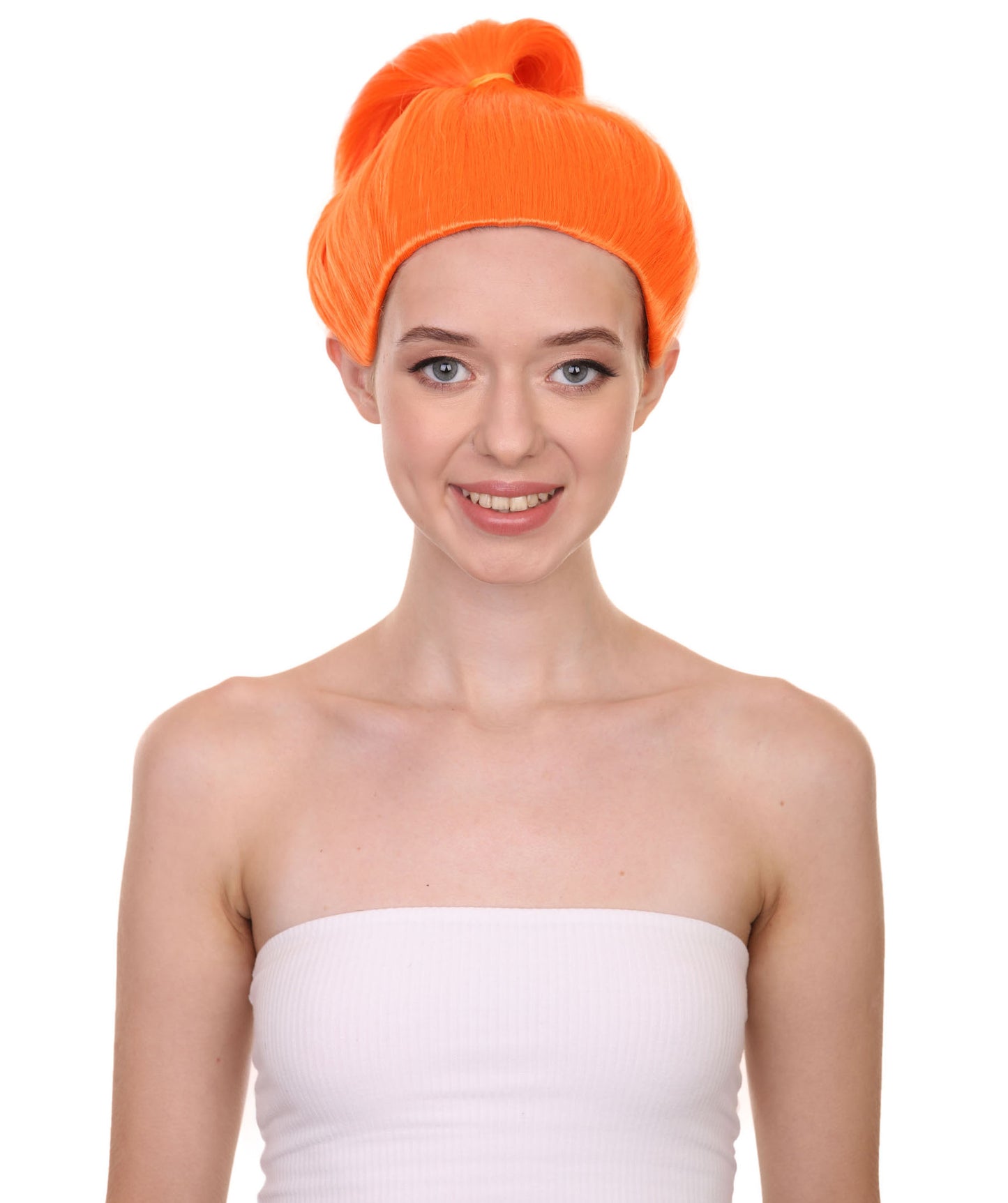 リックとモーティ サマー スミス オレンジポニーテールウィッグ H-4559 TV/映画ウィッグ プレミアム通気性キャップレスキャップ