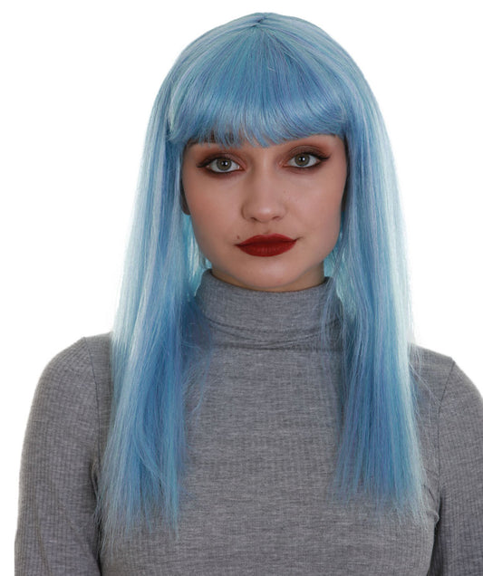 ハロウィンパーティープレミアム H-5293 女性用 アイシーブルー ストレート ショルダーレングス トレンディ ドリームシクルウィッグ ブルー