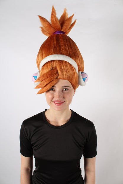 ハロウィンパーティープレミアムレディ H-5487 DJスキ オレンジポニーテールアップドウィッグ オレンジ