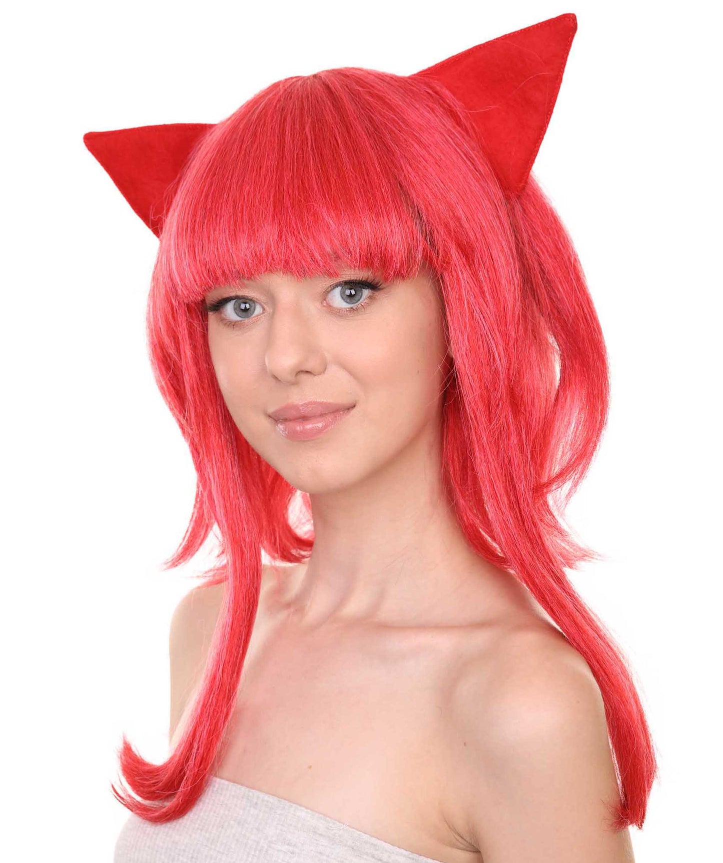 ハロウィンパーティープレミアムレディ H-5443 ミディアムレングス ハロウィンアニメーションビデオゲームアニーウィッグ ピンク