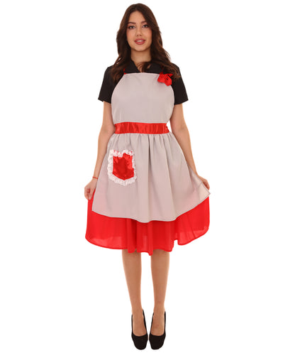 大人向け女性用 JCO-147 50年代 主婦 4ピース 歴史 コスチューム マルチカラー コスプレ コスチューム