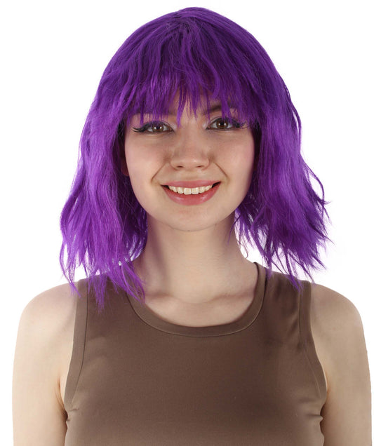 女性用ショルダーレングスバング波状コスプレウィッグ パープル H-5229_12 ファンシースタイル プレミアムハロウィンパーティーウィッグコレクション