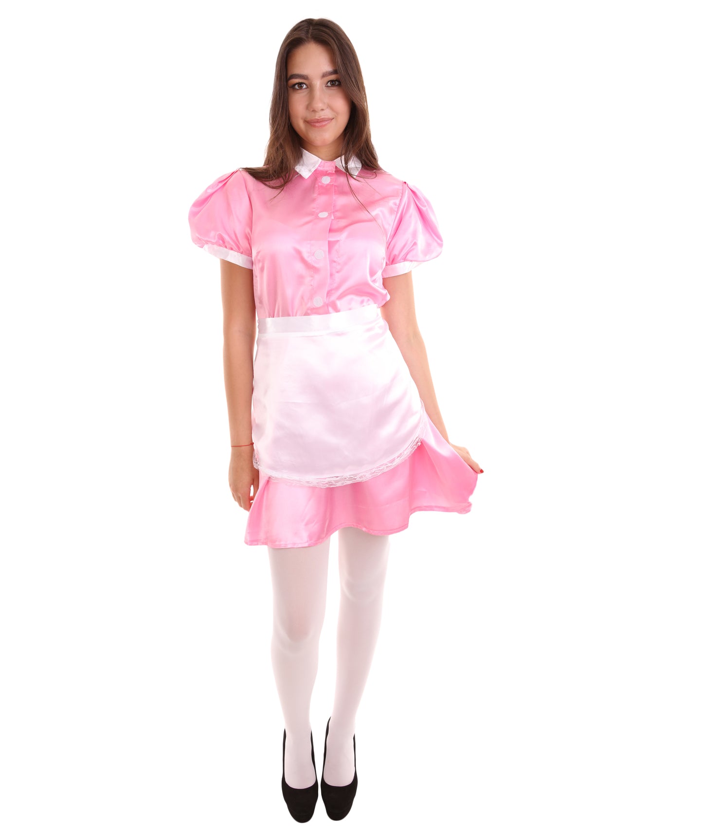 大人用女性の JCO-328_11 フレンチエプロンメイド制服 ライトピンク コスプレコスチューム
