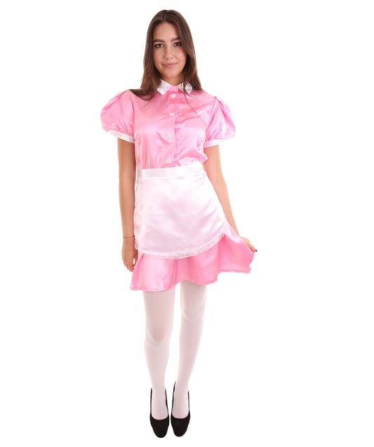 大人用女性の JCO-328_11 フレンチエプロンメイド制服 ライトピンク コスプレコスチューム