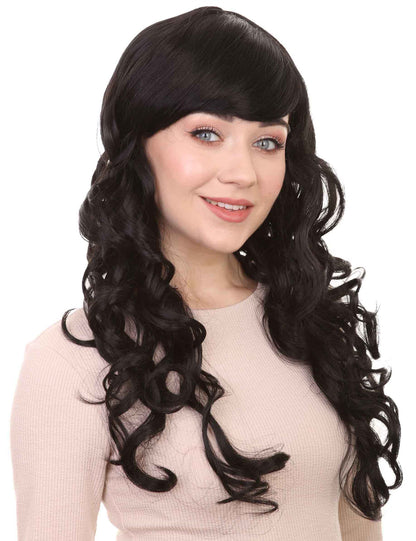Wigs2you ハロウィンパーティー プレミアム レディース H-690 ロング ブラック カーリーウィッグ