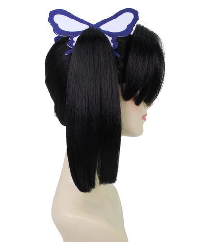 ハロウィーンのために完全な分けられたフリンジが付いているWigs2youの大人の女性のH-5888悪魔の黒のツインテールのかつら 難燃性の合成繊維