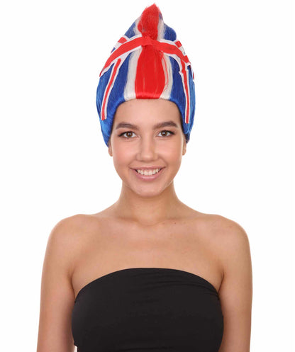 Wigs2you ハロウィンパーティープレミアム H-1805 着け心地が良い とても快適 女性用コスプレウィッグ イギリス国旗 マルチカラー トロールズスタイル