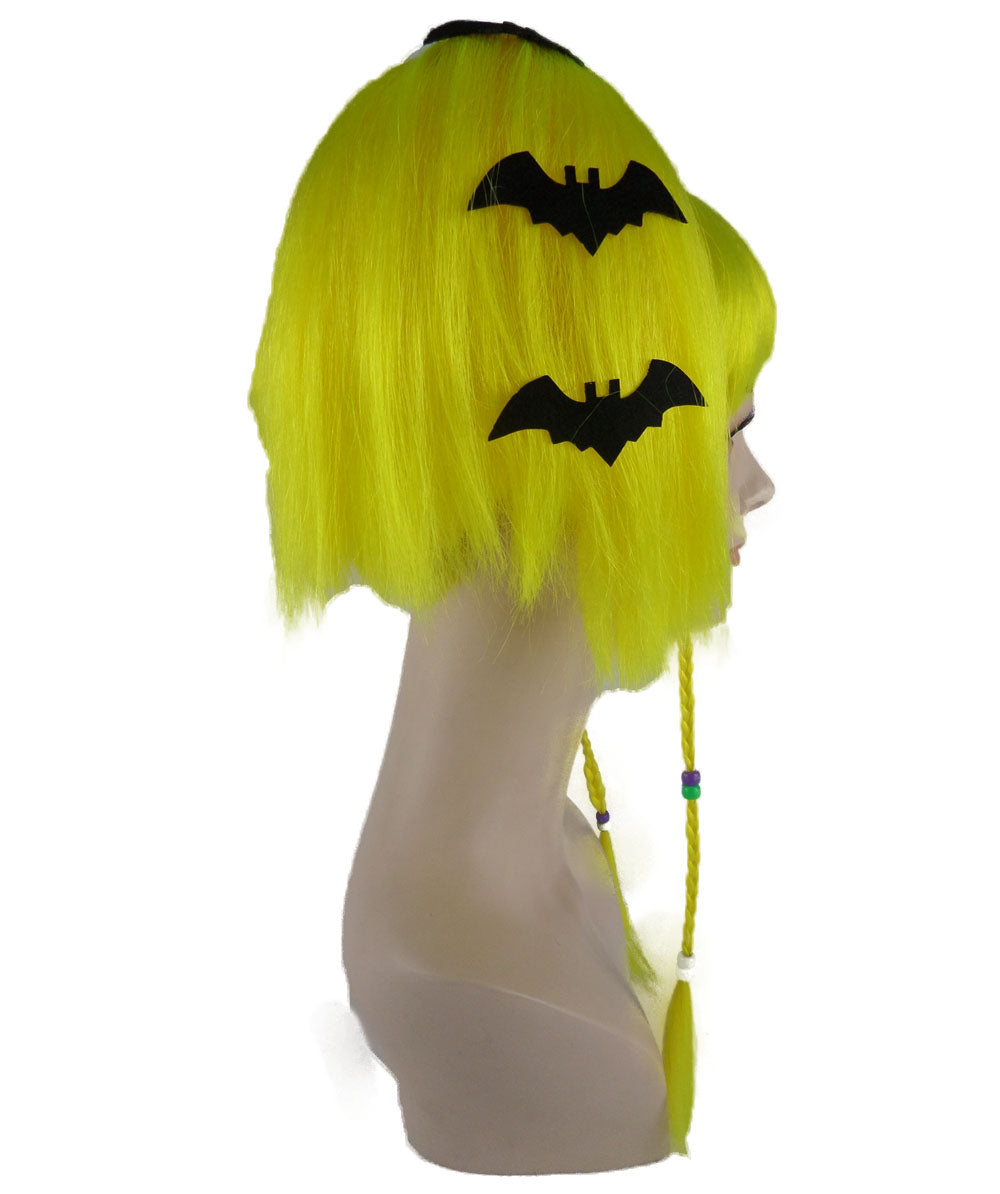Wigs2you ハロウィンパーティープレミアム レディース H-699 バットエンジェルウィッグ ネオンイエロー色