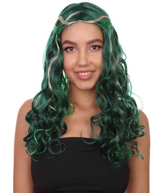 ゾンビレディースウィッグ H-2653 グリーン セクシーコスプレパーティーハロウィンウィッグ プレミアム通気性のキャップレスキャップ