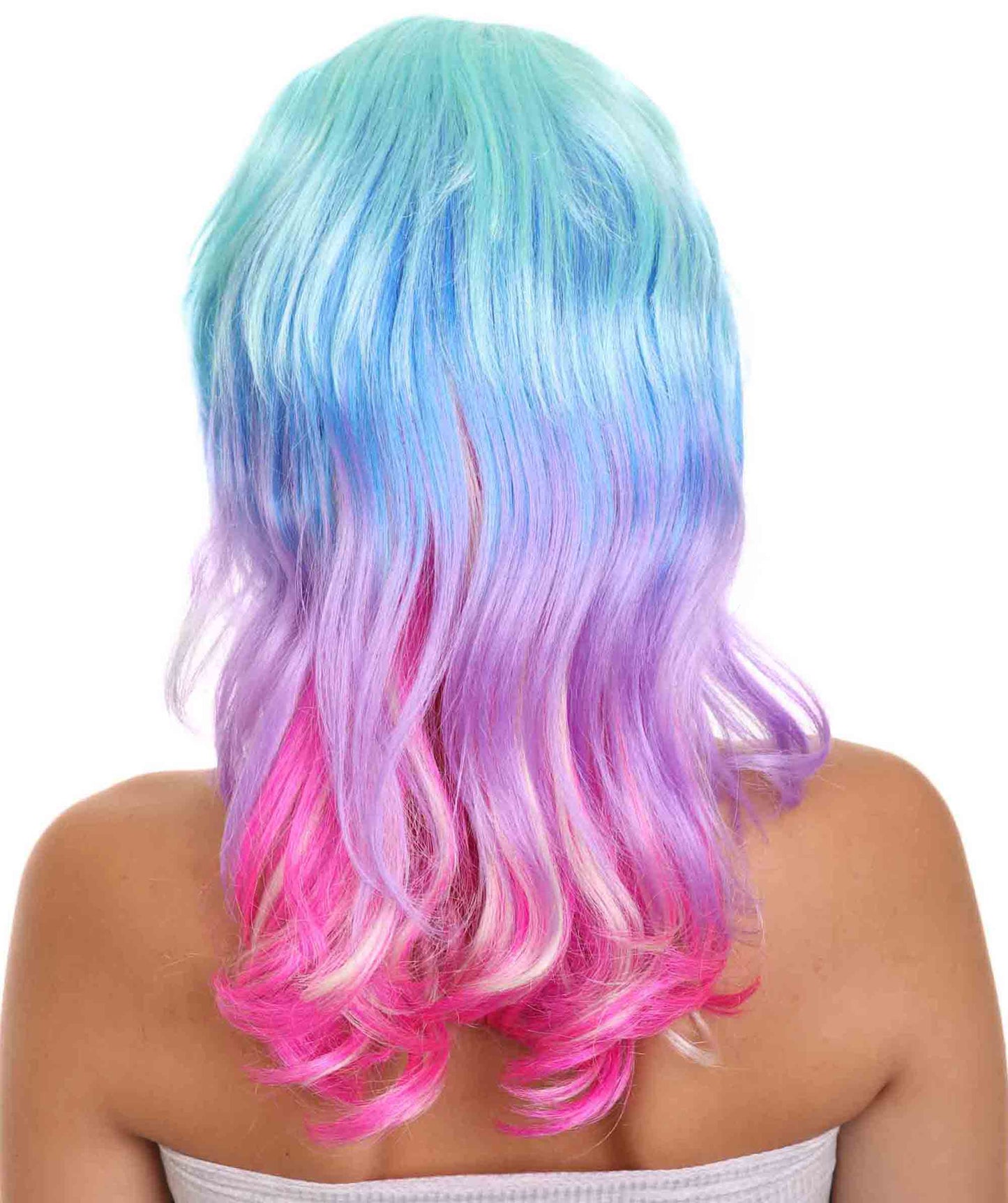 ハロウィンパーティープレミアム レディース H-5263 マルチレインボーミディアムウィッグ