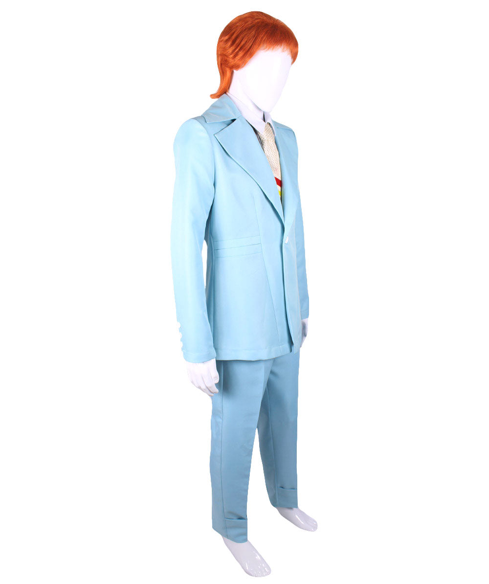男性用 JCP-002 70'sロックスター スーツ コスチューム ディッキーとタイ付き プレミアム ライトブルー ハロウィンコスチューム