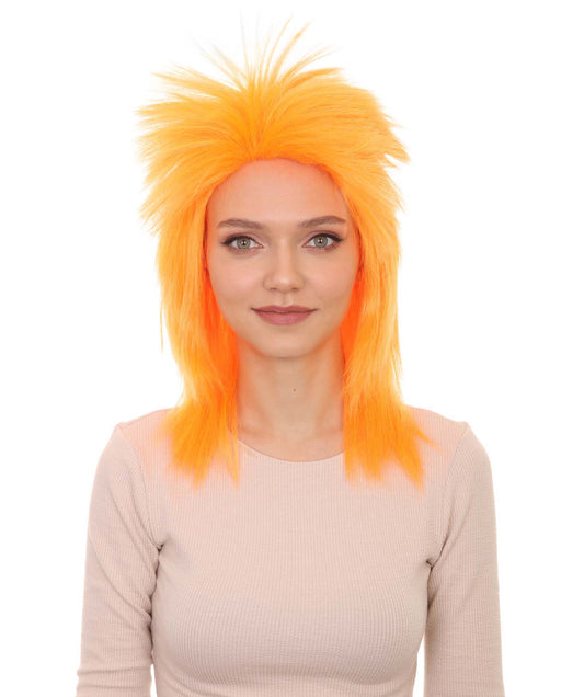 Wigs2you ハロウィン パーティー プレミアム H-1308 簡単に着用でき 快適なフィット感 80 年代女性オレンジ ロッカー スタイルウィッグ