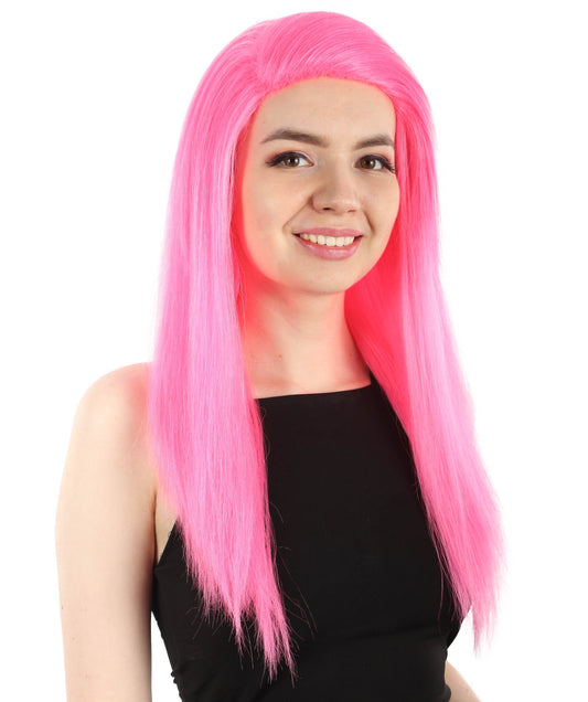 女性用ロングストレートサイドパートコスプレウィッグ ダークピンク H-5220_2 ファンシースタイル プレミアムハロウィンパーティーウィッグコレクション