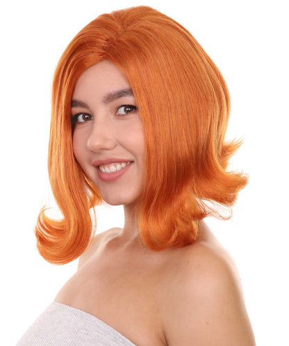 プレミアムハロウィンパーティーレディ H-5460 ミディアムレングス ベスチェスプレイヤーウィッグ オレンジ