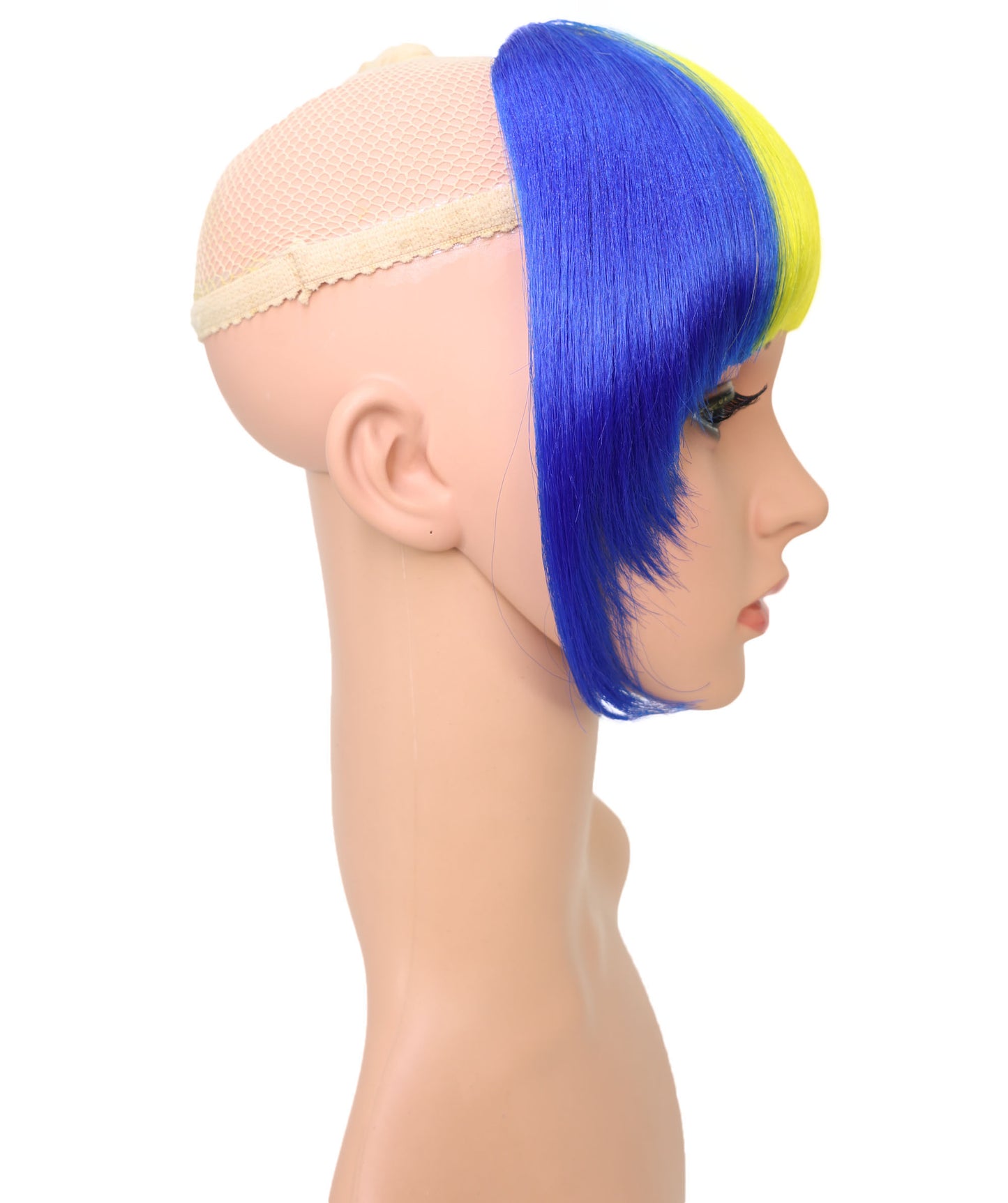 Wigs2you F-015 女性用ルーマニア国旗フリンジウィッグ - 青、黄、赤のボブカット人工毛（コスプレ＆スポーツファン向け）