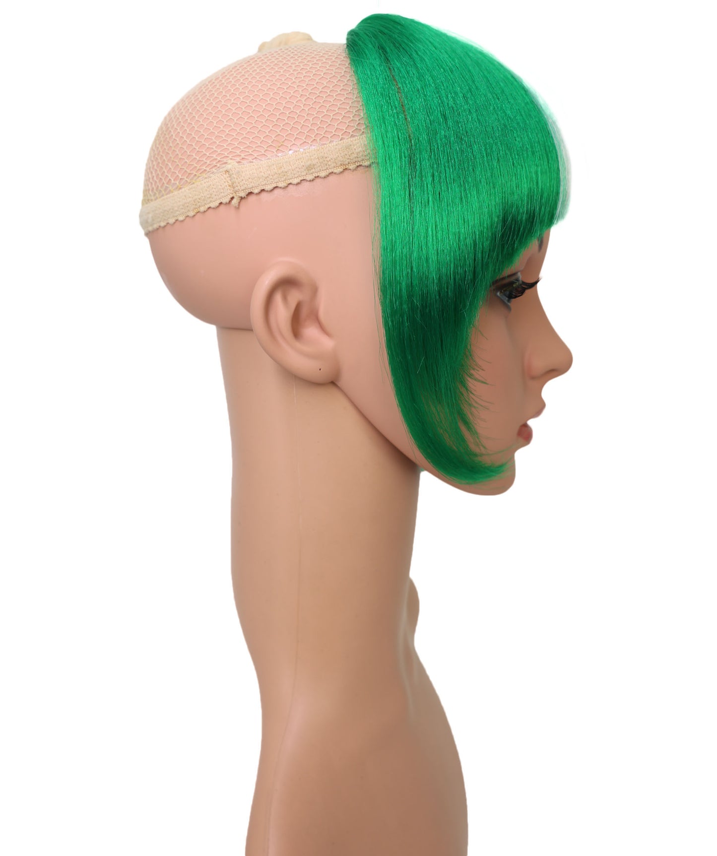 Wigs2you F-016 女性用ナイジェリア国旗フリンジウィッグ｜スポーツ＆コスプレファンのための緑と白のショートボブ合成ウィッグ