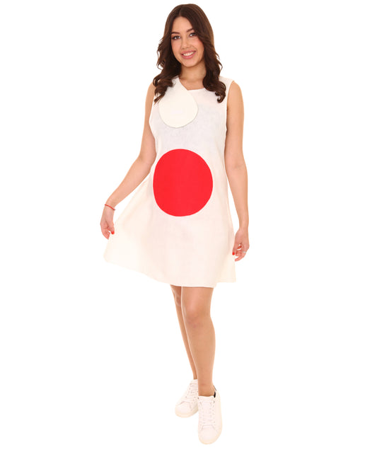 大人向け女性用 JCO-190 日本 フラッグ トロールズ スポーツ ドレス コスチューム ホワイト ハロウィン コスチューム