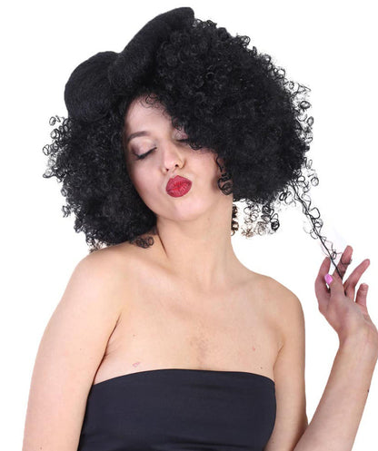 Wigs2you ハロウィン パーティー プレミアム レディース H-1248 着けやすい 快適なフィット感 ブラック アフロ スモール ボウウィッグ