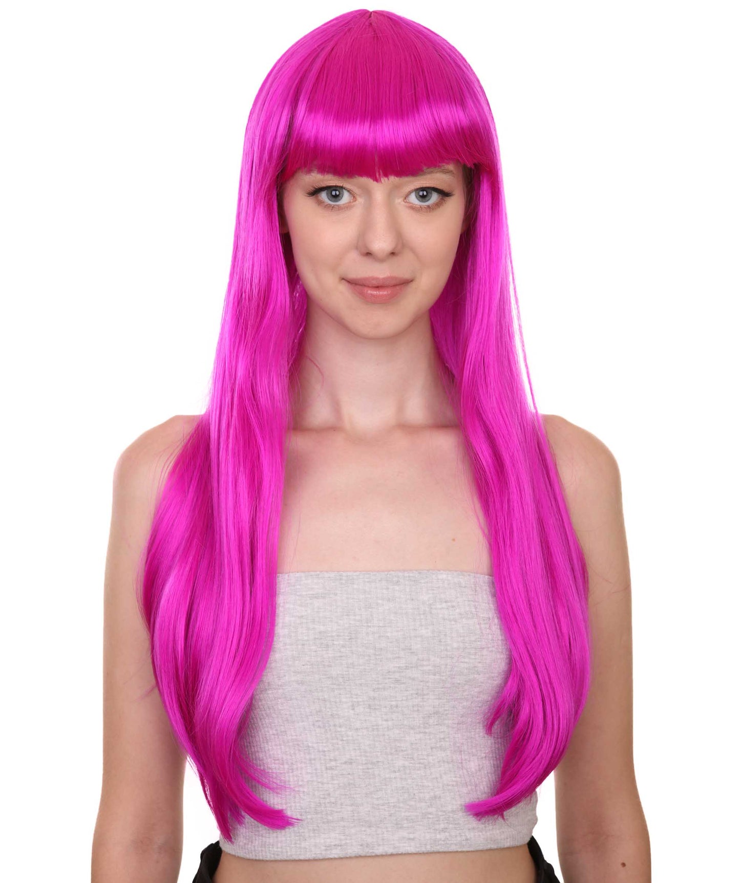 ロングボブネオンフューシャ女性用ウィッグ H-3362 華やかなパーティーイベント準備完了のハロウィンウィッグ プレミアム通気性のあるキャップレスキャップ