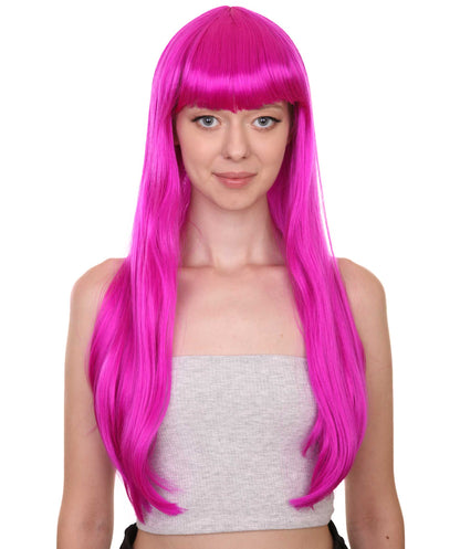 ロングボブネオンフューシャ女性用ウィッグ H-3362 華やかなパーティーイベント準備完了のハロウィンウィッグ プレミアム通気性のあるキャップレスキャップ