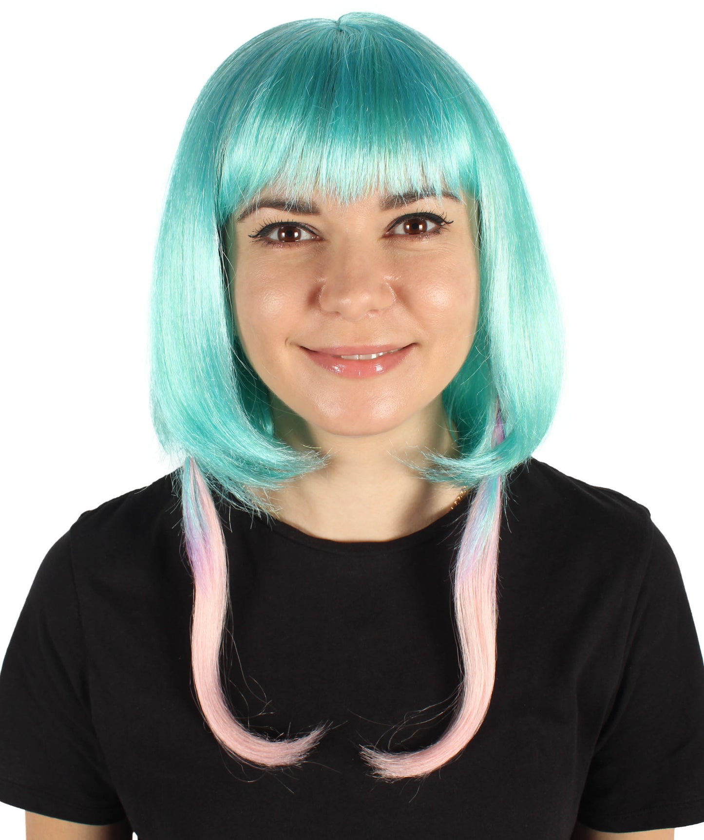 Wigs2you H-6924 前髪付きレディースウェーブブルーボブウィッグ｜コスプレに最適｜難燃性合成繊維